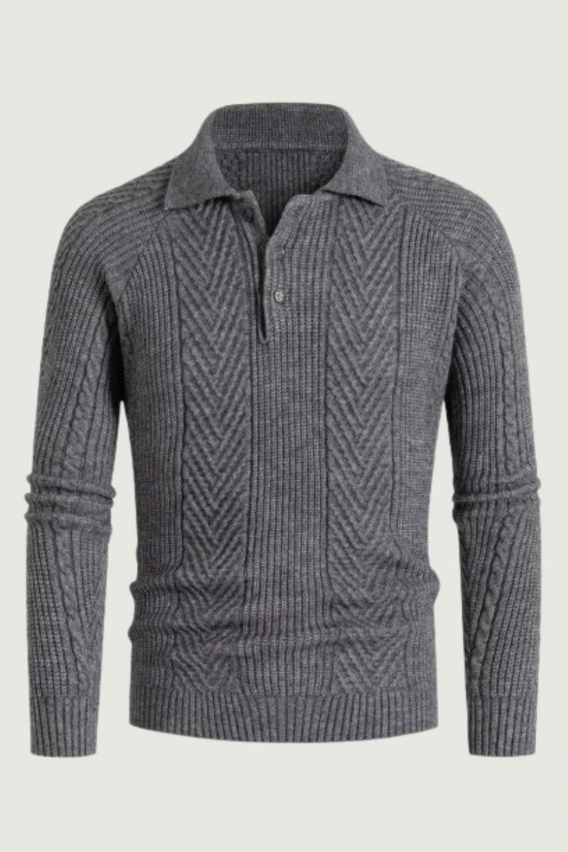 Heren Slim Base Shirt Revers Trui Knitwear Jacquard Herfst- En Wintersweaterjas Verdikte