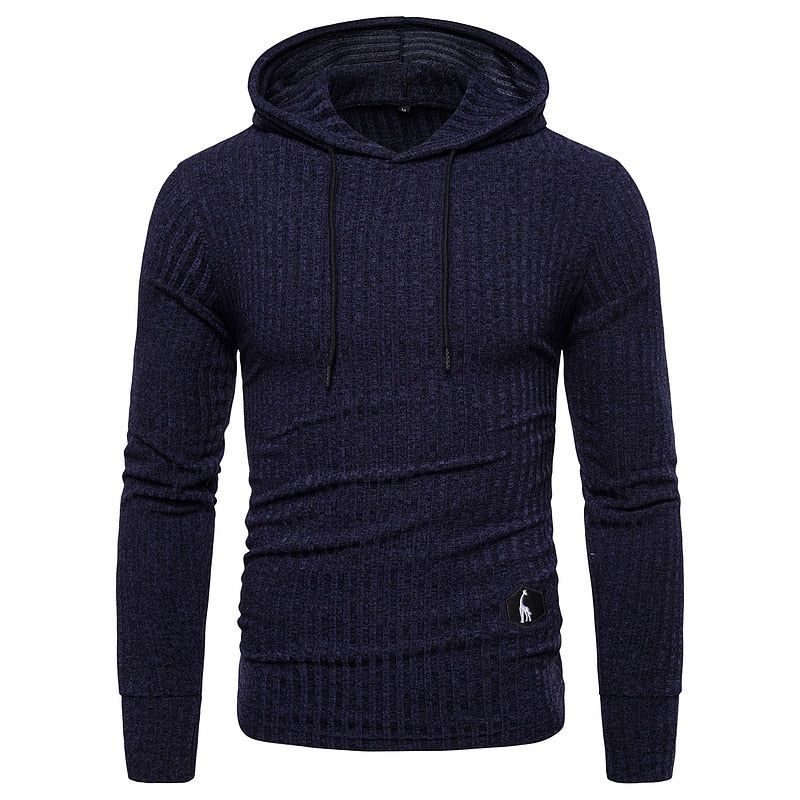 Heren Sweatshirts Effen Kleur Casual Stretch Slim Fit Hoodies Herfst Basic Streetwear - Sw01-Marineblauw