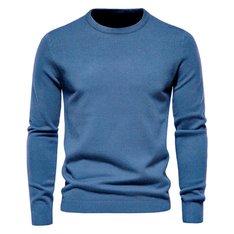 Heren Trui Casual Effen Kleur Warme Winter Slanke Herensweaters - Flog Blauw