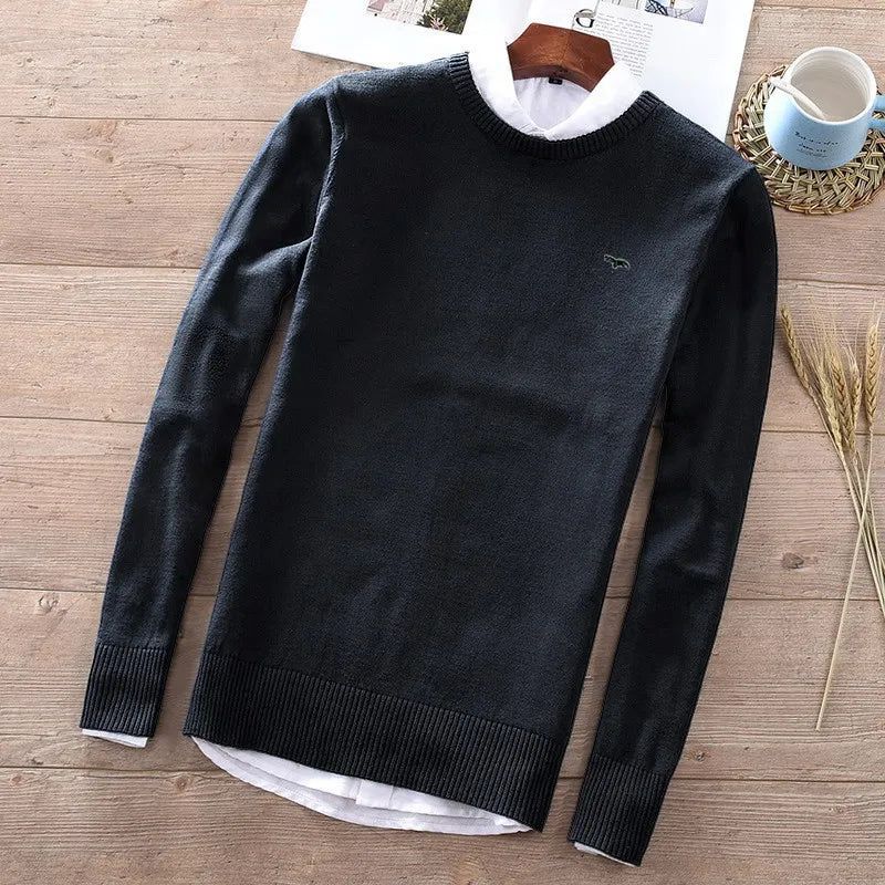 Herensweaters Met Borduurlogo En Lange Mouwen Casual Gebreide Kleding Jassen Voor Mannen - Zwart