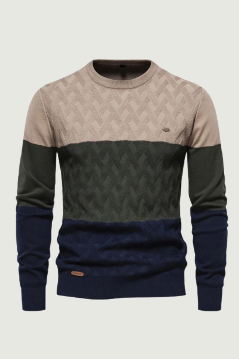 Herfst Patchwork O-hals Trui Truien Voor Heren Warm Winter Gebreid