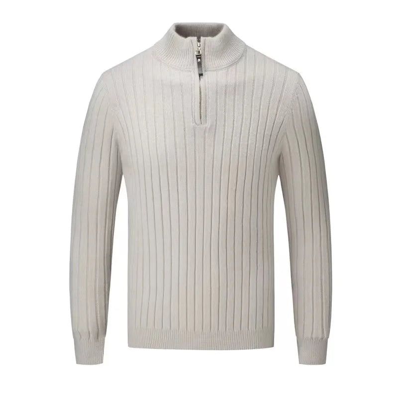 Herfst Winter Gebreide Polo Man Truien Tops Solid Knitwear Kleding Heren Tees - Grijs