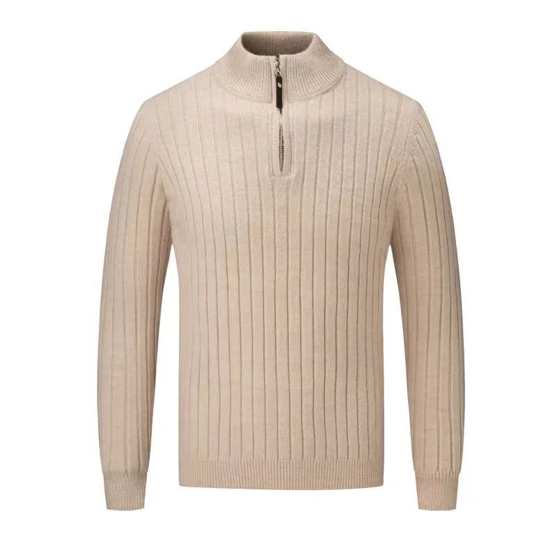 Herfst Winter Gebreide Polo Man Truien Tops Solid Knitwear Kleding Heren Tees - Grijs