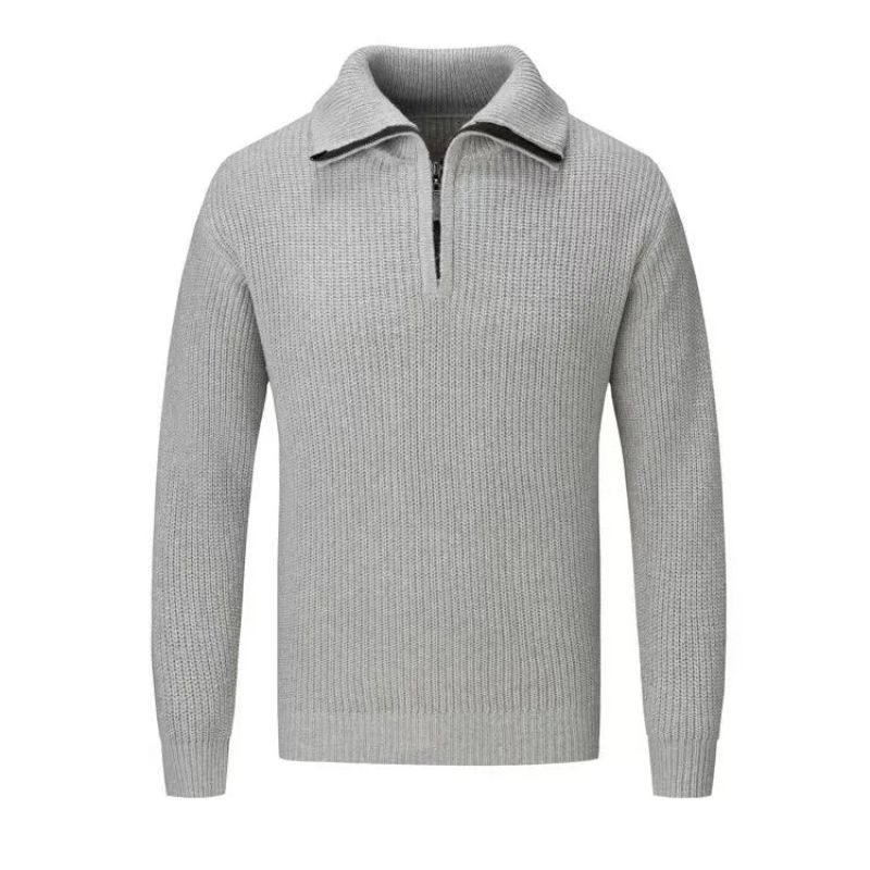 Herfst Winter Gebreide Polo's Heren Trui Tees Tops Slim Fit - Grijs