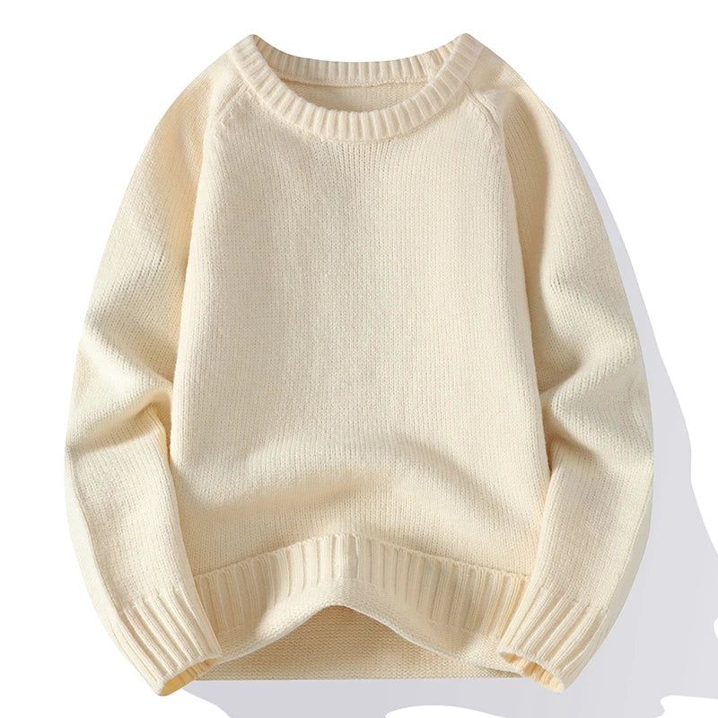 Herfst Winter Heren Gebreide Trui Losse Casual Truien Eenvoudige Effen Jumper Paar - Beige