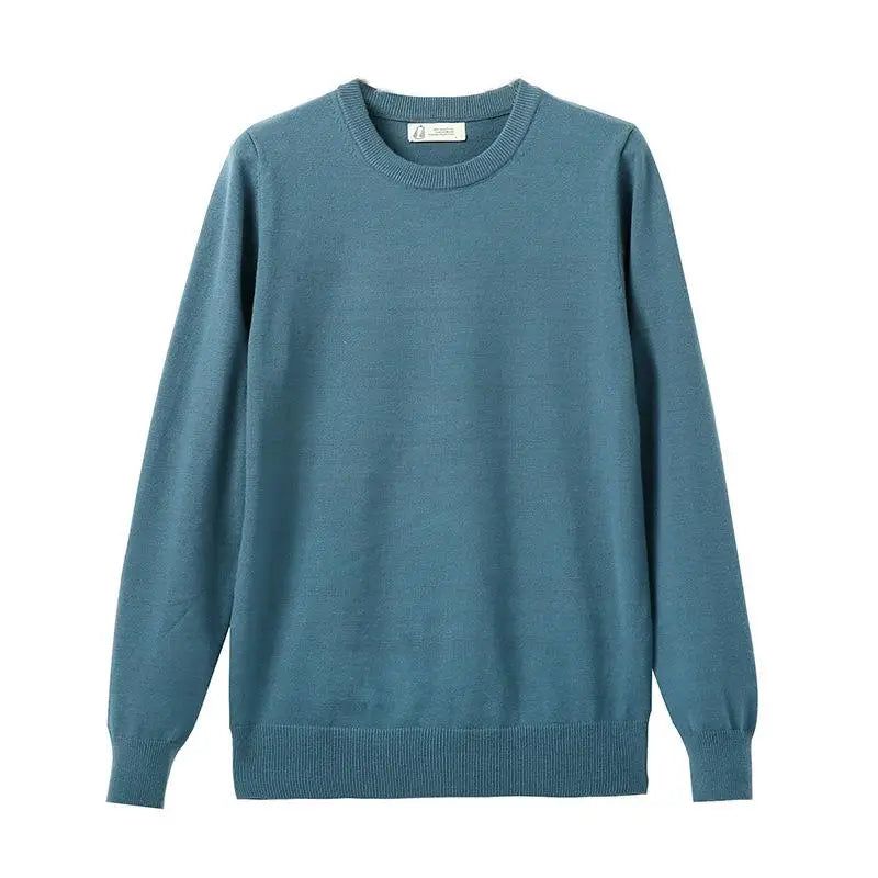 Herfst Winter Heren T-shirt Ronde Hals Warme Trui Met Lange Mouwen Voor Effen Bodem - Groen