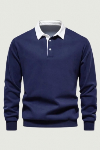 Herfstontwerp Polohals-sweatshirts Voor Heren Casual En Sociale Kleding Katoenen Herensweatshirts