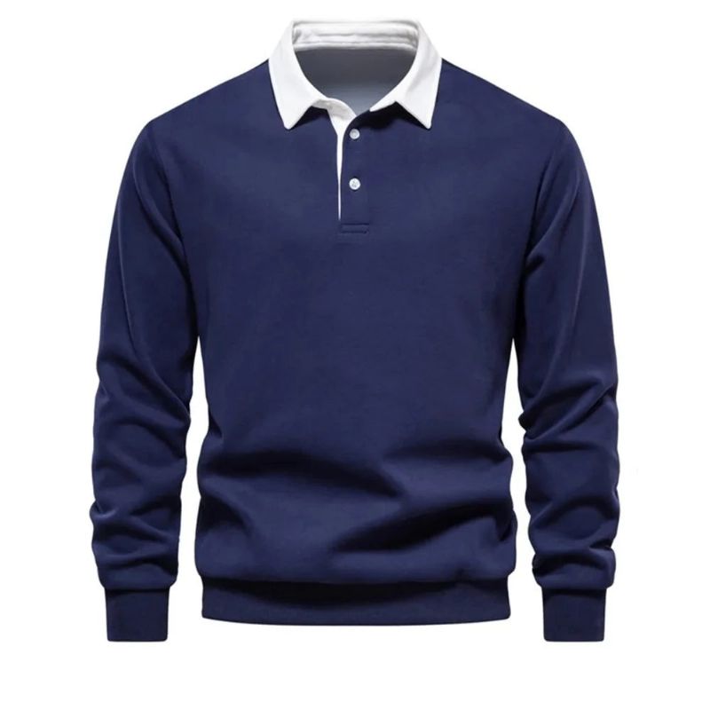 Herfstontwerp Polohals-sweatshirts Voor Heren Casual En Sociale Kleding Katoenen Herensweatshirts - Zwart