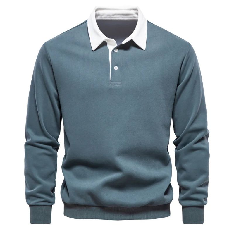 Herfstontwerp Polohals-sweatshirts Voor Heren Casual En Sociale Kleding Katoenen Herensweatshirts - Zwart