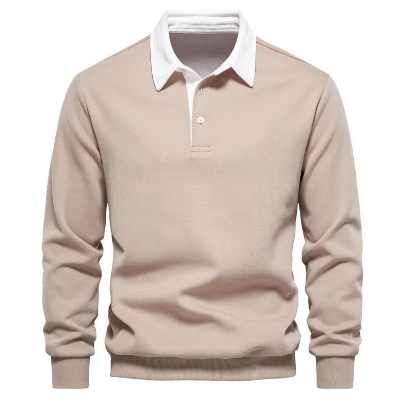 Herfstontwerp Polohals-sweatshirts Voor Heren Casual En Sociale Kleding Katoenen Herensweatshirts - Zwart