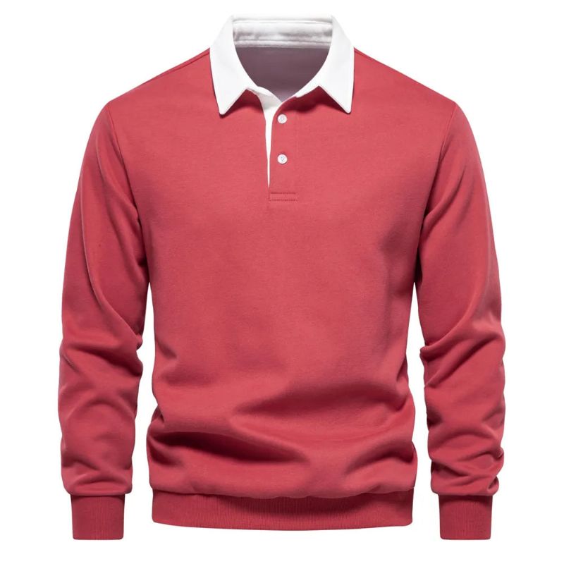 Herfstontwerp Polohals-sweatshirts Voor Heren Casual En Sociale Kleding Katoenen Herensweatshirts - Zwart