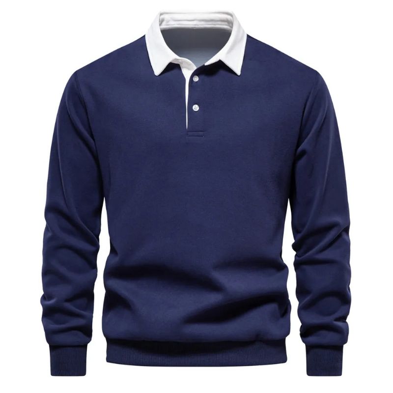 Herfstontwerp Polohals-sweatshirts Voor Heren Casual En Sociale Kleding Katoenen Herensweatshirts - Zwart