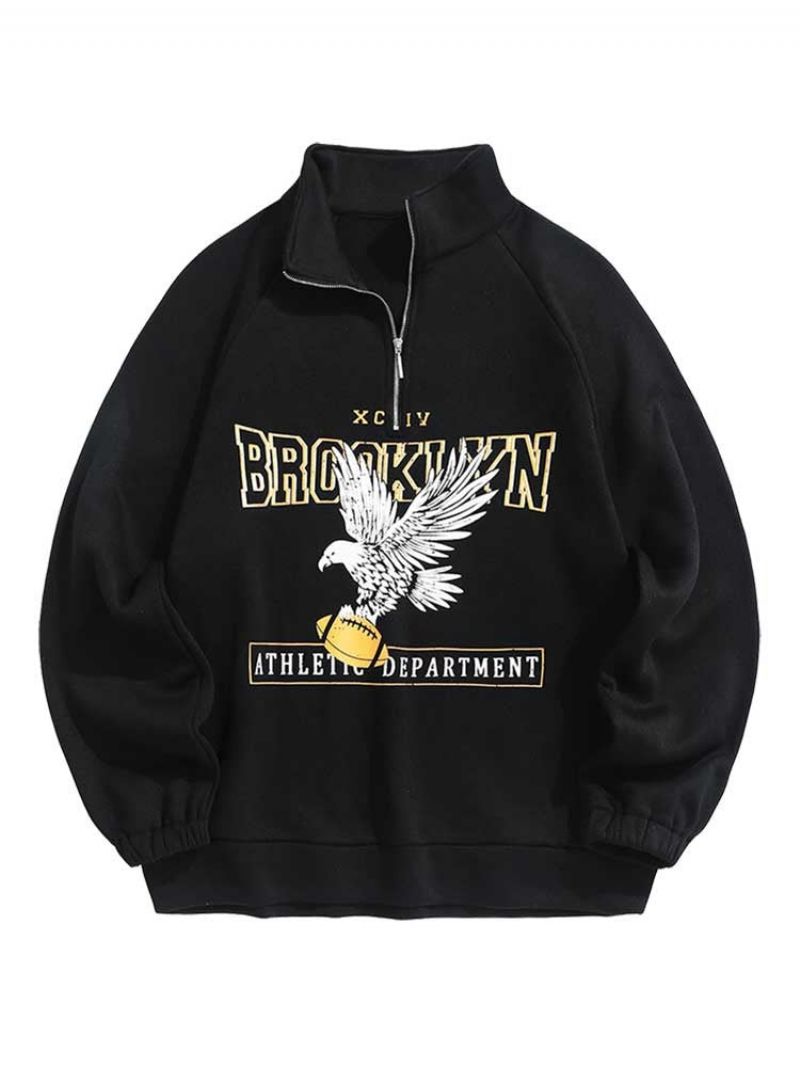 Hoodies Voor Heren Fleece Voering Brooklyn Eagle Grafisch Sweatshirt Unisex Coltrui Hoodie Rits Streetwear Pullover Sweats