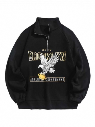 Hoodies Voor Heren Fleece Voering Brooklyn Eagle Grafisch Sweatshirt Unisex Coltrui Hoodie Rits Streetwear Pullover Sweats