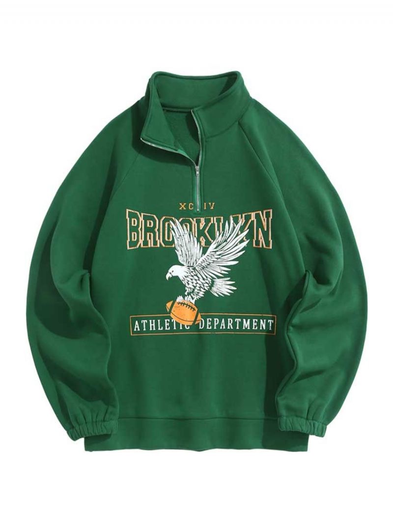 Hoodies Voor Heren Fleece Voering Brooklyn Eagle Grafisch Sweatshirt Unisex Coltrui Hoodie Rits Streetwear Pullover Sweats - Zwart