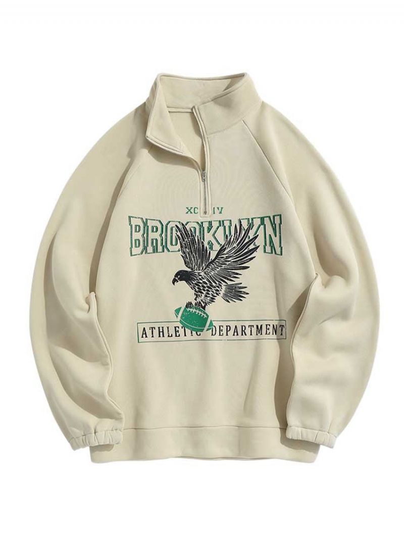 Hoodies Voor Heren Fleece Voering Brooklyn Eagle Grafisch Sweatshirt Unisex Coltrui Hoodie Rits Streetwear Pullover Sweats - Zwart