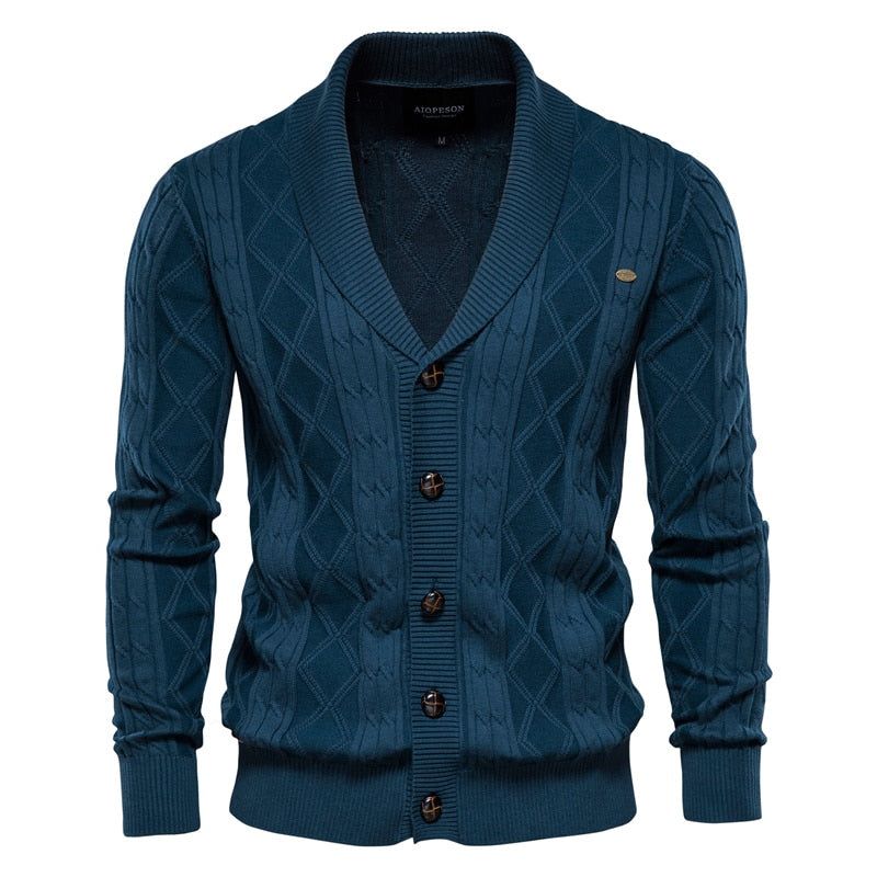 Katoenen Argyle Vest Heren Casual Effen Zakelijke Vesten Met Enkele Rij Knopen Wintertrui Man - Zwart