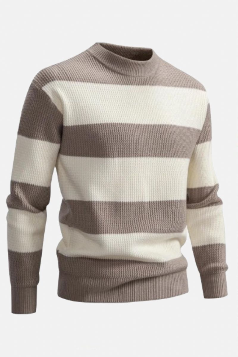 Kleding Herensweater Heren Gebreide Trui Met Lange Mouwen Gestreept Casual Warme Herentop