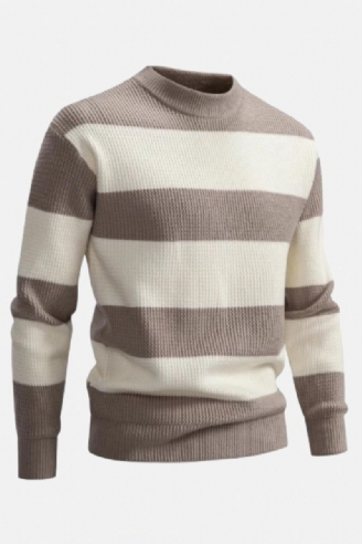 Kleding Herensweater Heren Gebreide Trui Met Lange Mouwen Gestreept Casual Warme Herentop