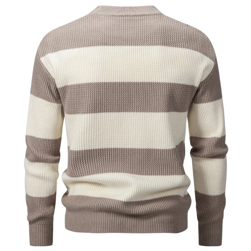 Kleding Herensweater Heren Gebreide Trui Met Lange Mouwen Gestreept Casual Warme Herentop - Groen