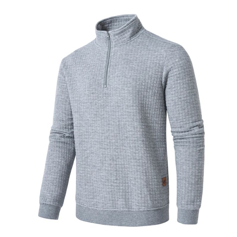 Lente-casual Sweatshirts Voor Heren Fleece-pullover-sweatshirts Met Kwartrits Standaard Met Lange Mouwen - Zwart