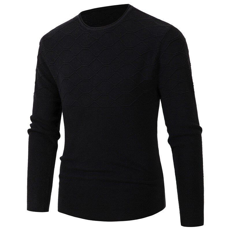 Trui Heren O-hals Slim Fit Gebreide Truien Met Lange Mouwen Casual Herfst Winter Mannelijke - Zwart