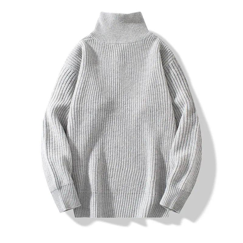 Trui Mannen Casual Warme Losse Rits Lange Mouw Truien Mannelijke Jumper Kleding Pull - Zwart