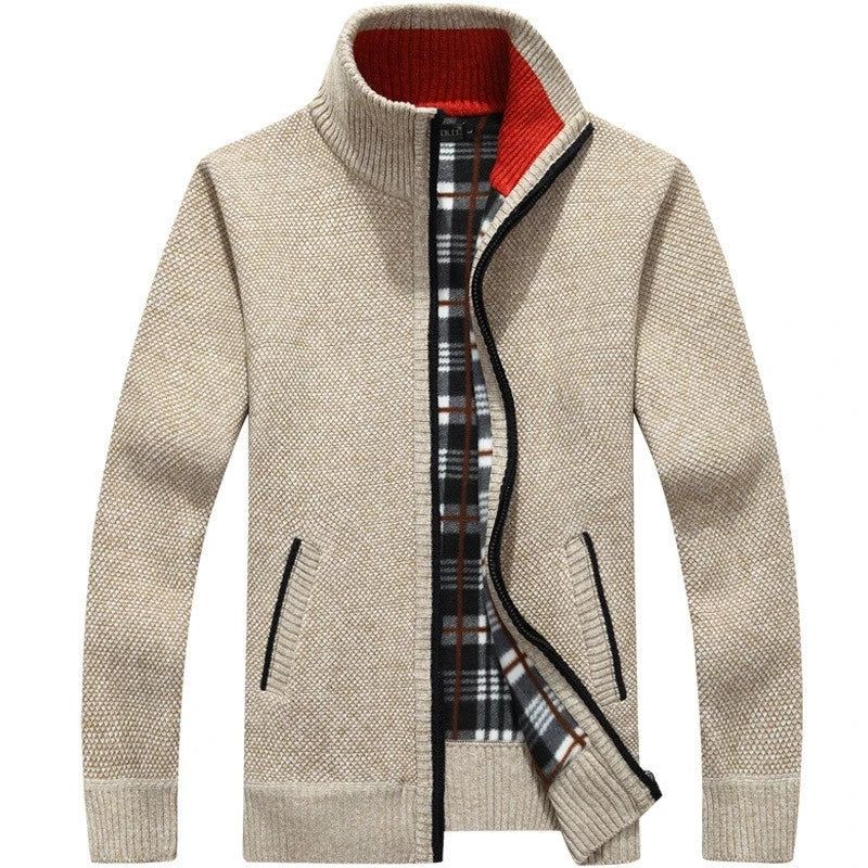 Winter Dikke Heren Gebreide Trui Jas Gebroken Wit Vest Fleece Mannelijke Causale Kleding Voor De Herfst - Zwart