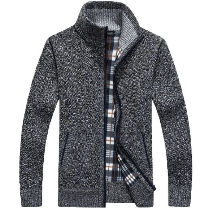 Winter Dikke Heren Gebreide Trui Jas Gebroken Wit Vest Fleece Mannelijke Causale Kleding Voor De Herfst - Zwart