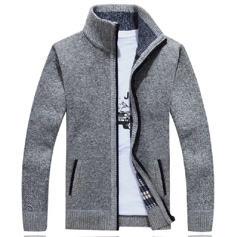 Winter Dikke Heren Gebreide Trui Jas Gebroken Wit Vest Fleece Mannelijke Causale Kleding Voor De Herfst - Zwart