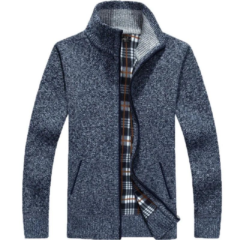 Winter Dikke Heren Gebreide Trui Jas Gebroken Wit Vest Fleece Mannelijke Causale Kleding Voor De Herfst - Zwart