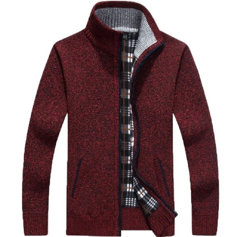 Winter Dikke Heren Gebreide Trui Jas Gebroken Wit Vest Fleece Mannelijke Causale Kleding Voor De Herfst - Zwart