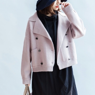 2024 Winter Roze Korte Wollen Jassen Oversized