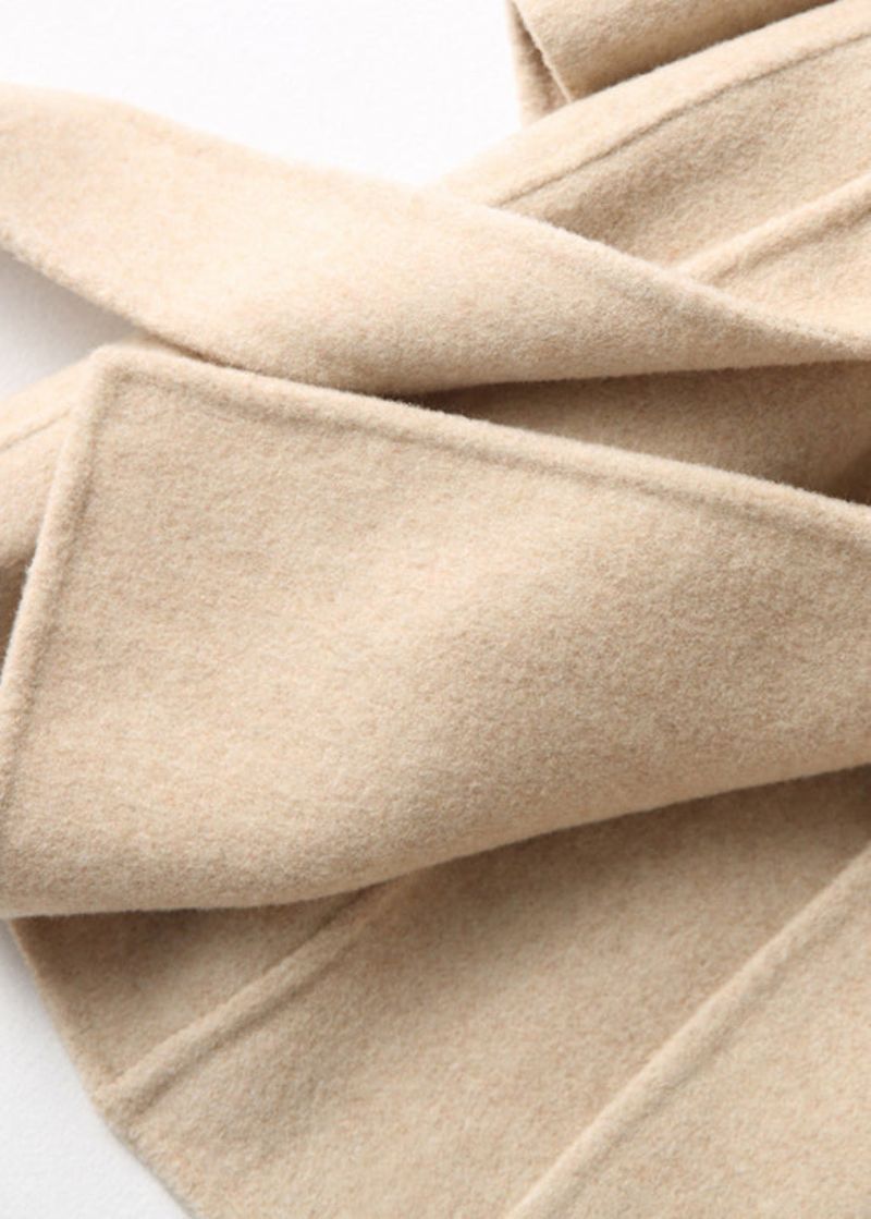 Beige Coltrui Met Stropdas In De Taille Wollen Jassen Herfst - Beige