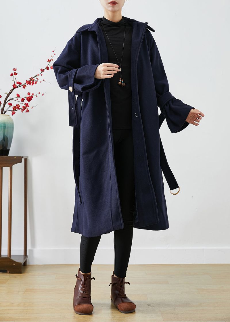 Franse Marine Slim Fit Dikke Wollen Trenchcoats Winter - Dames wollen jassen