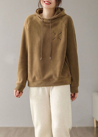 Lichtgroen Sweatshirt Met Dikke Fleece En Wolvoering Oversized Trekkoord Lente