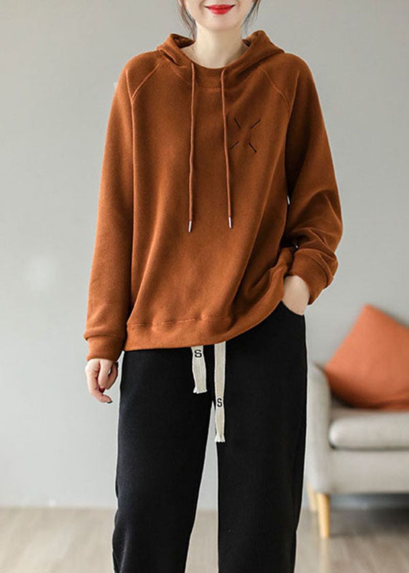 Lichtgroen Sweatshirt Met Dikke Fleece En Wolvoering Oversized Trekkoord Lente - Dames wollen jassen