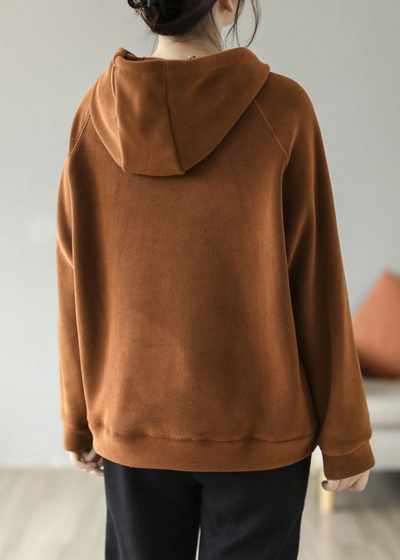 Lichtgroen Sweatshirt Met Dikke Fleece En Wolvoering Oversized Trekkoord Lente - Dames wollen jassen