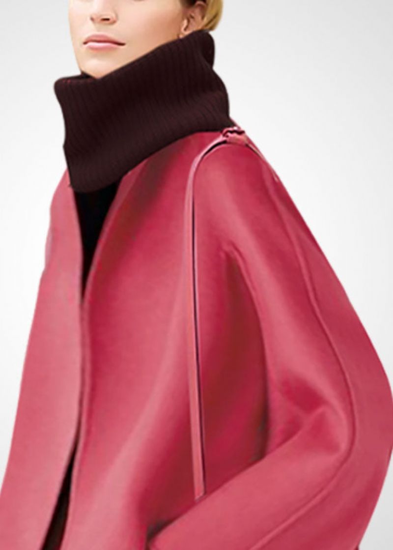 Mooie Roze Oversized Zakken Wollen Jassen Winter - Dames wollen jassen