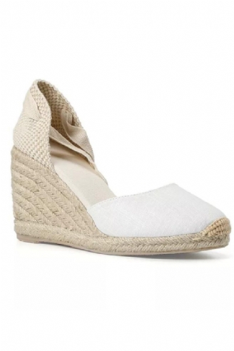 Dames Zomer Espadrille Hak Wig Sandalen Gesloten Teen Schoen Kruisgebonden Veterschoenen