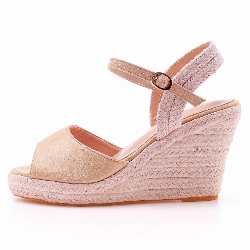 Dames Zomerschoenen Vrouwelijke Wiggen Sandalen Platform Hoge Hakken - Beige