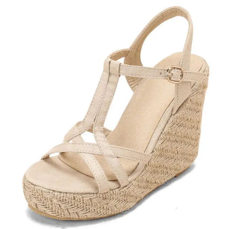 Damessandalen Enkelgespbandjes Casual Platform Wedge Beknopt Zwart Blauw Zomer - Zwart