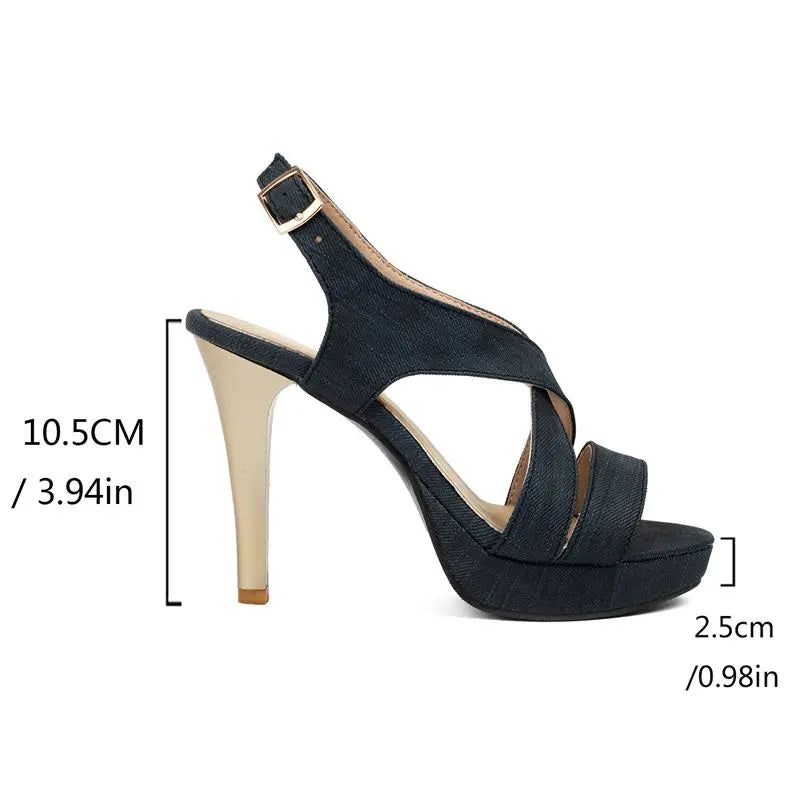 Zomer Vrouwelijke Sandalen Open Teen Crossover Gesp Stiletto Platformschoenen - Wit